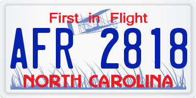 NC license plate AFR2818