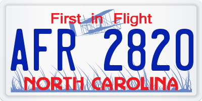 NC license plate AFR2820