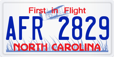 NC license plate AFR2829