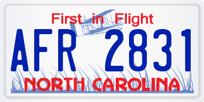 NC license plate AFR2831