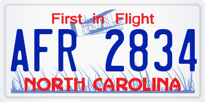 NC license plate AFR2834