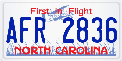NC license plate AFR2836