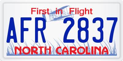 NC license plate AFR2837
