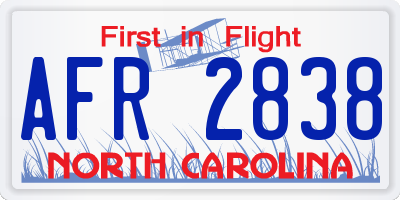 NC license plate AFR2838