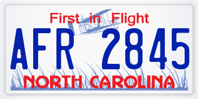 NC license plate AFR2845