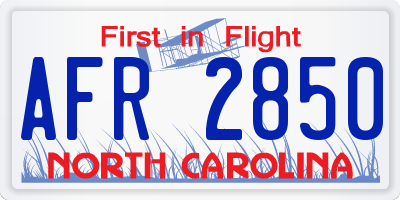 NC license plate AFR2850