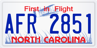 NC license plate AFR2851