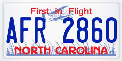 NC license plate AFR2860