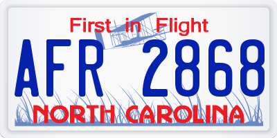 NC license plate AFR2868
