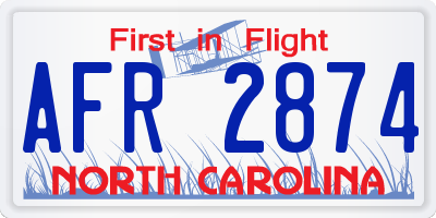 NC license plate AFR2874