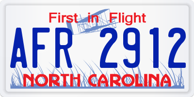NC license plate AFR2912