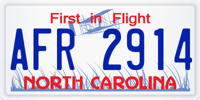NC license plate AFR2914