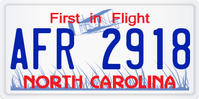 NC license plate AFR2918