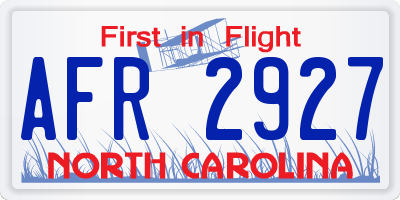 NC license plate AFR2927