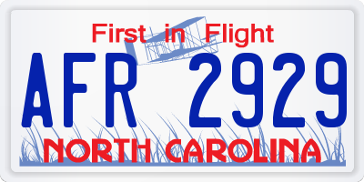 NC license plate AFR2929
