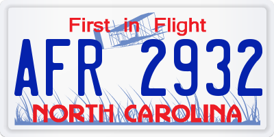 NC license plate AFR2932