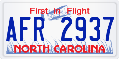 NC license plate AFR2937