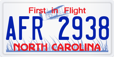 NC license plate AFR2938