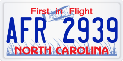 NC license plate AFR2939