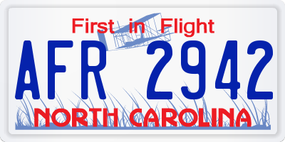 NC license plate AFR2942