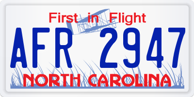 NC license plate AFR2947