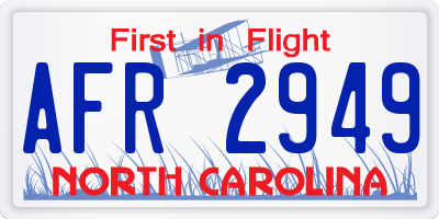 NC license plate AFR2949