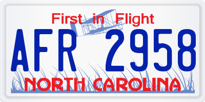 NC license plate AFR2958