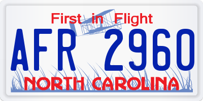 NC license plate AFR2960