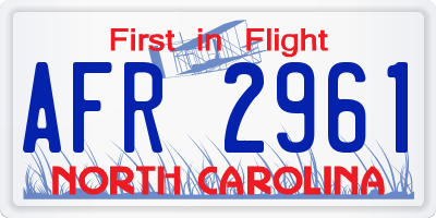 NC license plate AFR2961