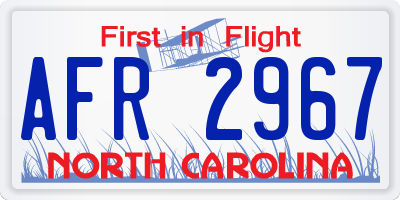 NC license plate AFR2967