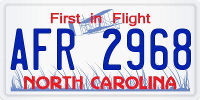 NC license plate AFR2968