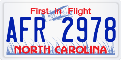 NC license plate AFR2978