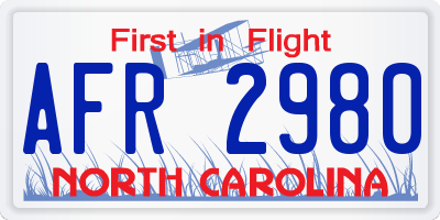 NC license plate AFR2980