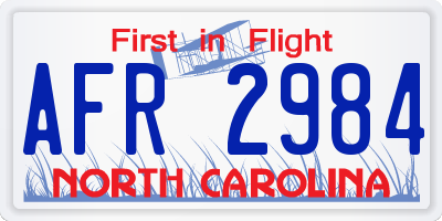 NC license plate AFR2984