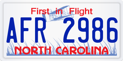 NC license plate AFR2986