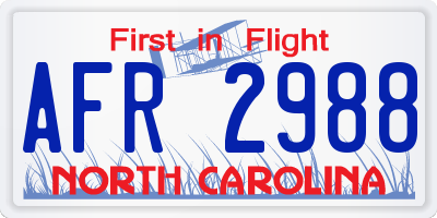 NC license plate AFR2988