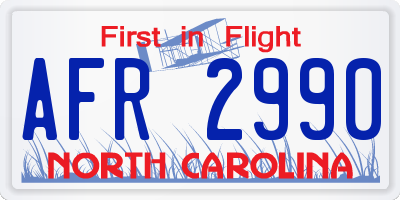 NC license plate AFR2990