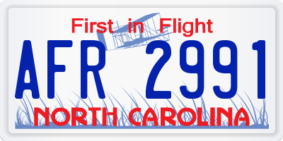 NC license plate AFR2991