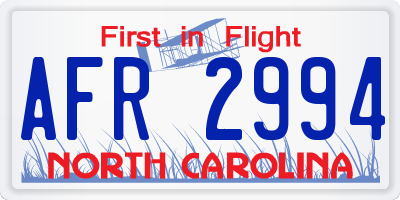 NC license plate AFR2994