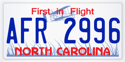 NC license plate AFR2996