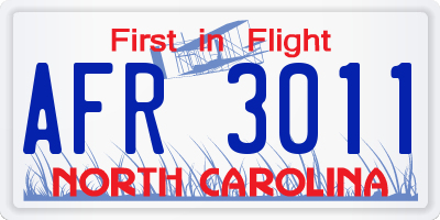 NC license plate AFR3011