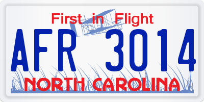 NC license plate AFR3014