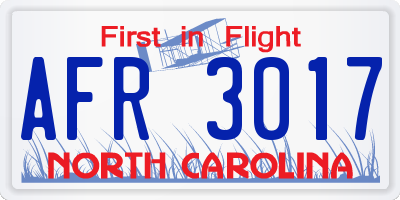 NC license plate AFR3017