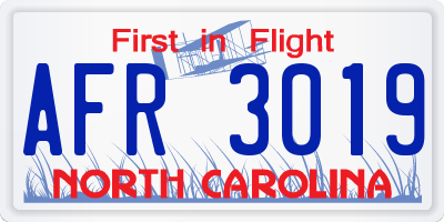 NC license plate AFR3019