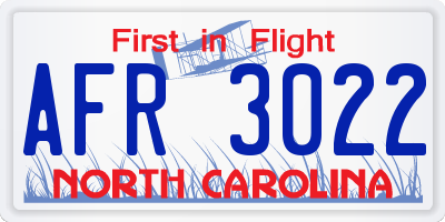 NC license plate AFR3022