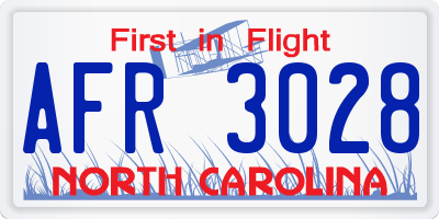 NC license plate AFR3028