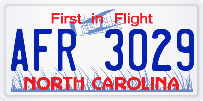 NC license plate AFR3029