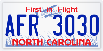 NC license plate AFR3030