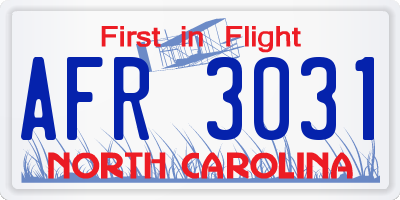 NC license plate AFR3031