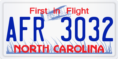 NC license plate AFR3032